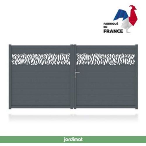 Portail Jardimat Aluminium Neva 2 Gris 7021 - 300 X H.180 Cm