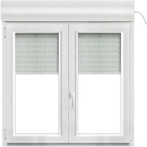 Fenêtre PVC 2 vantaux oscillo-battant + volet roulant électrique GoodHome blanc - l.120 x h.105 cm