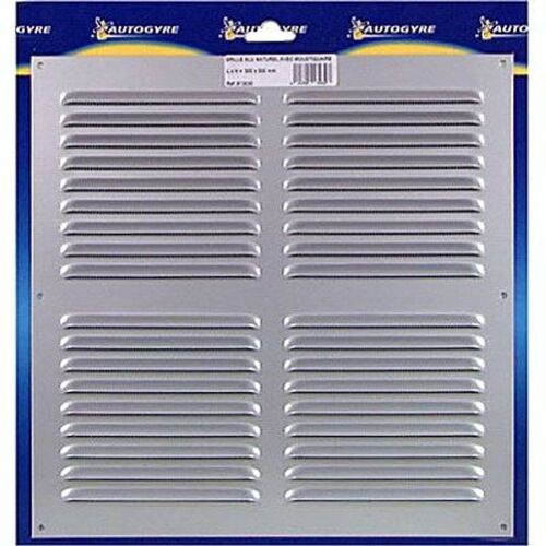 Grille d'aération alu AUTOGYRE à persiennes avec moustiquaire brut 300 x 300 mm