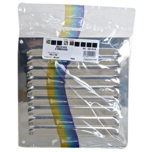 Grille d'aération inox Autogyre à persiennes sans moustiquaire 150 x 150 mm