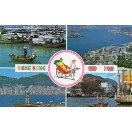 Carte Postale Ancienne - 1977 - Hong-Kong - Vues Diverses - Avec Timbres Britanniques