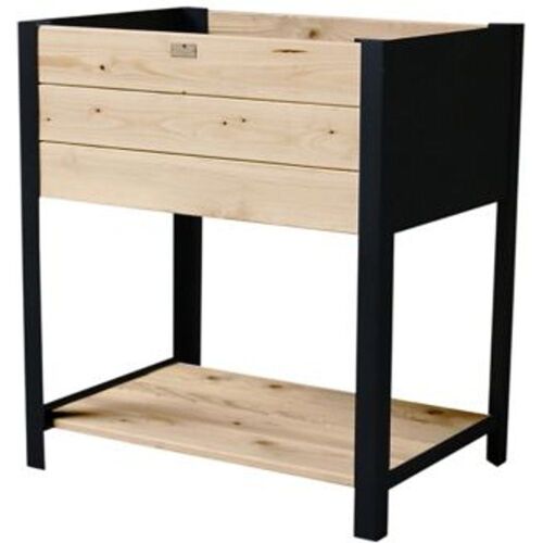 Carré Potager Bois Et Zinc Noir 78 X 36 X H.72 Cm