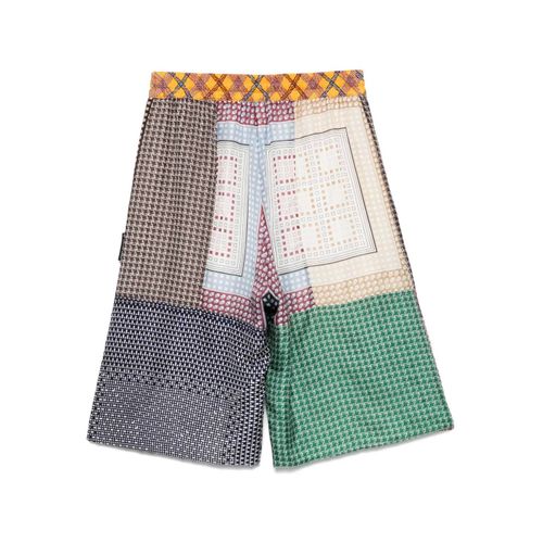 Marine Serre Short En Soie À Détail De Foulard - Marron