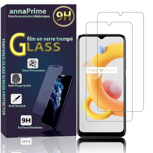Lot / Pack De 2 Films Verre Trempé Pour Realme C11 (2021)/ Realme C20/ C20a Rmx3231 Rmx3063 Rmx3061 Protection D'écran