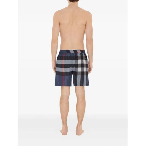 Burberry Short De Bain À Carreaux - Gris