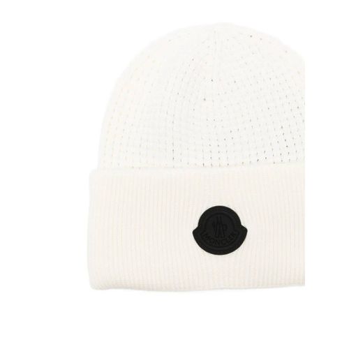 Moncler Bonnet Gaufré À Patch Logo - Blanc