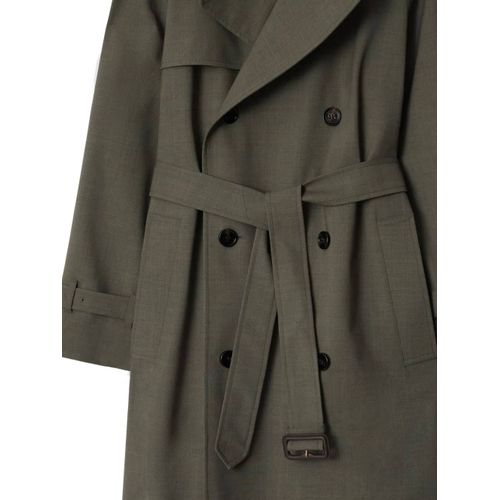 Burberry Trench Long En Laine - Vert