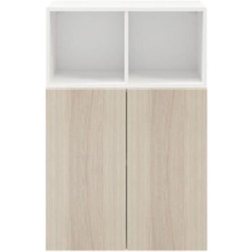 Meuble de rangement blanc portes battantes effet ch?ne GoodHome Atomia H. 112 5 x L. 75 x P. 37 cm