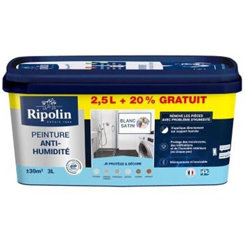 Peinture anti-humidit? blanc satin Ripolin 2 5L + 20% gratuit