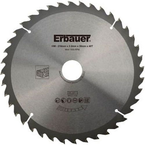 Lame de scie circulaire Bois Erbauer - 216 x30/25/20/16 coupe moyenne 40 dents
