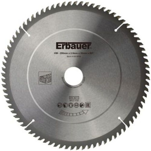 Lame de scie circulaire Bois Erbauer - 250 x30/25/20/16 coupe fine 80 dents