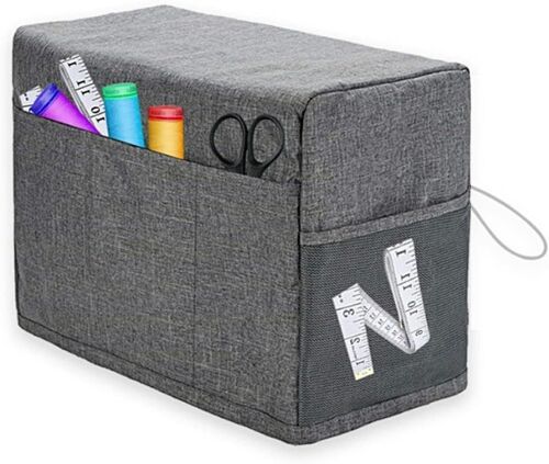 KAL-Housse De Machine À Coudre,Cache-Poussière, Housse De Machine À Coudre Avec Poches De Rangement,Housse De Machine À Coudre Pliable, Cache-Poussière Pour Machine À Coudre,Couverture Durable,Gris