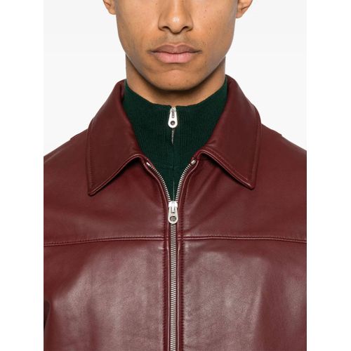 Fursac Veste En Cuir À Fermeture Zippée - Rouge