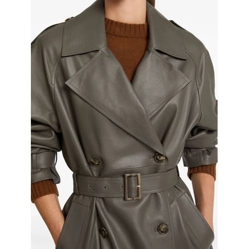 Yves Salomon Trench Ceinturé En Cuir - Gris