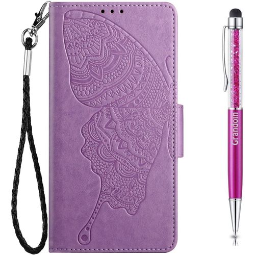 Coque Pour Xiaomi Redmi 9a, Etui Portefeuille Xiaomi Redmi 9a, Housse En Cuir Pu Etui Rabat Clapet Magntique De Protection Antichoc Flip Case Avec Fentes De Cartes (Violet)