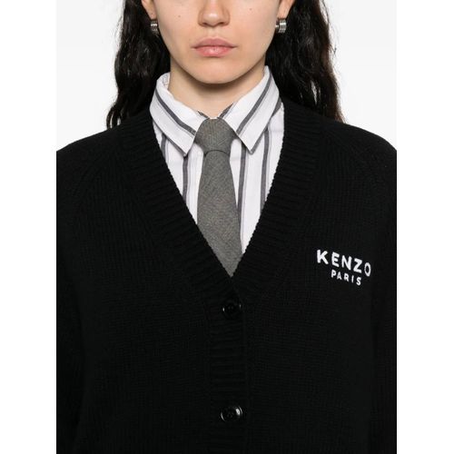 Kenzo Cardigan Boke Flower À Logo Brodé - Noir