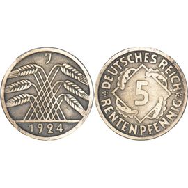 Allemagne - 1924 - 5 Rentenpfennig - Hamburg (J) - 01-003