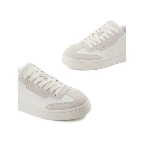 Armani Exchange Baskets En Cuir À Logo Embossé - Blanc
