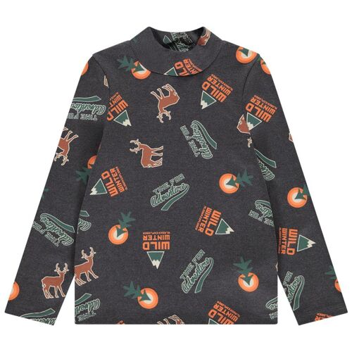 Sous-Pull À Col Cheminée Imprimé Fantaisie Pour Garçon - Anthracite Chiné