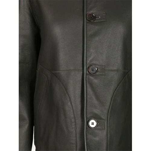 Arma Veste En Cuir À Boutonnière - Noir