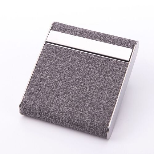 Étui À Cigarettes en Acier Inoxydable Courbe Conception Poche Porter King Size Robuste 20 Bâtons Accessoires Capacité Boîte De Stockage pour en Plein Air,Tissu gris