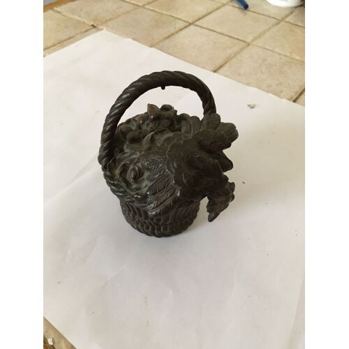 Petit Panier /Corbeille À Fruit Sculpté En Bronze
