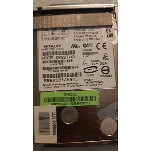 Disque Dur HITACHI TRAVELSTAR DK23FB-40 40 Go ATA/IDE