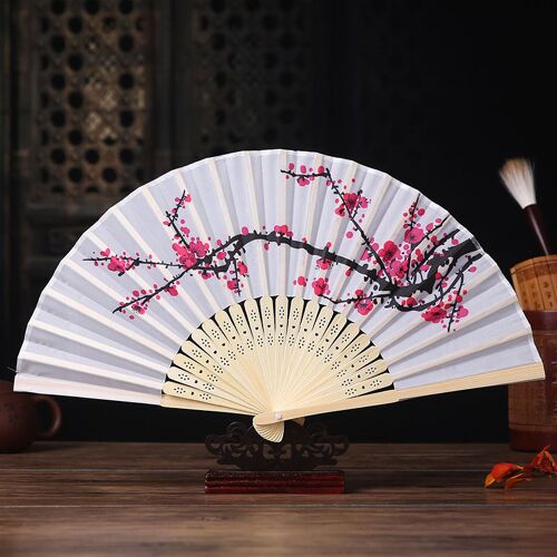 1 Éventails Pliants Japonais Mariage avec Frange Coloré en Soie Motif Sakura Fleur Décoration Mariage Cadeau Fait à la Main