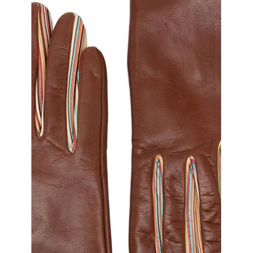 Paul Smith Gants En Cuir À Rayures - Marron