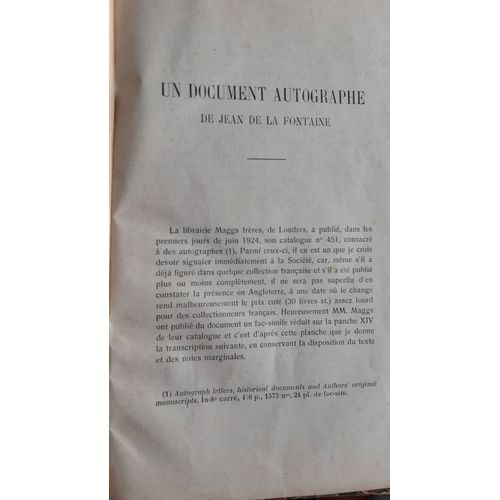 Un Autographe De Jean De Lafontaine