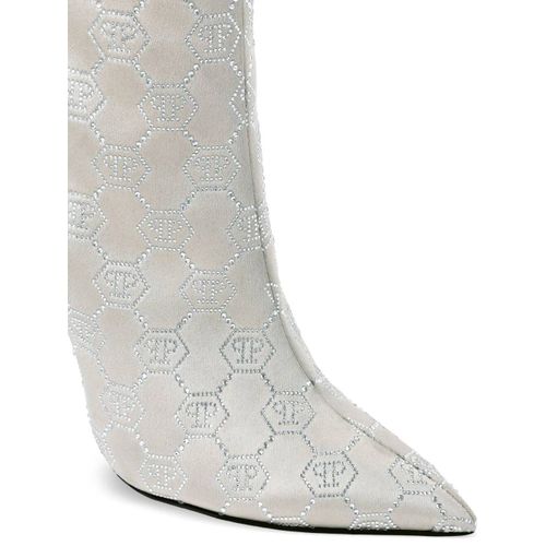 Philipp Plein Bottes Satin Monogram 120 Mm - Tons Neutres