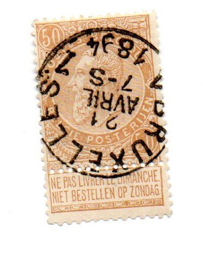 Belgique- Timbre Oblitéré  ( Trace De Charnière)-Beau Cachet Rond -Année 1893- Roi Léopold Ii- N°62