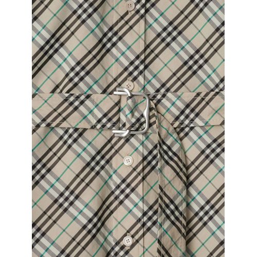 Burberry Robe-Chemise Courte À Carreaux - Tons Neutres