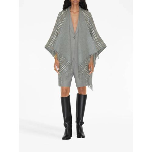 Burberry Cape Réversible En Laine À Carreaux - Gris