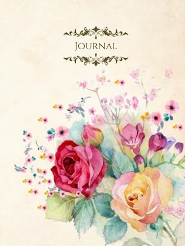 Watercolor Flower Hardcover Journal: Large Size Vintage Aesthetic Gift Notebook For Adults