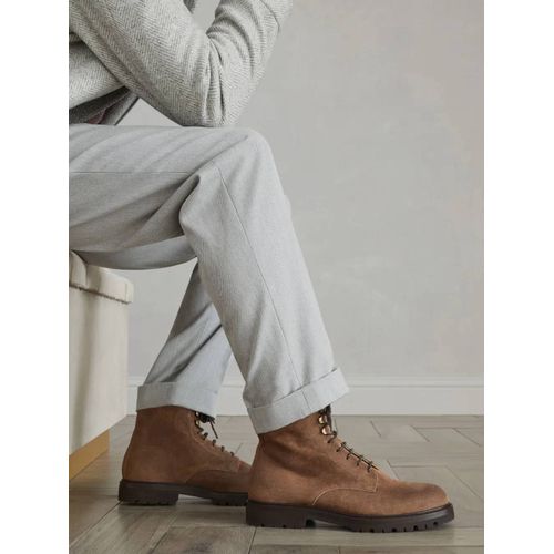 Brunello Cucinelli Bottines En Daim À Lacets - Marron