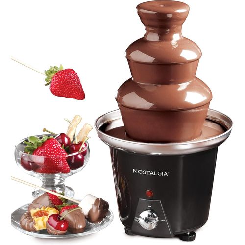 KALANKA-Fontaine à fondue au chocolat de 24 onces, capacité de 1,5 livre, facile à assembler à 3 niveaux, parfaite pour le fromage nacho, la sauce barbecue, le ranch, les liqueurs, noir