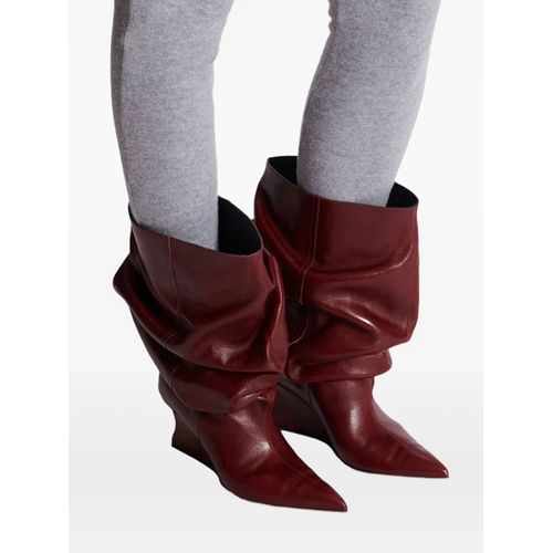 Balmain Bottines Compensées 75 Mm En Cuir De Veau - Rouge