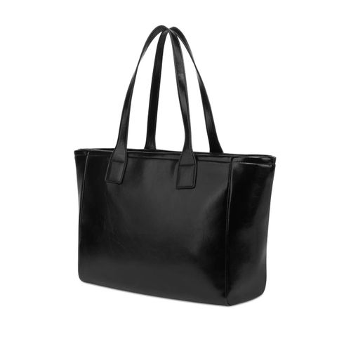 Love Moschino sac cabas en cuir à plaque logo - Noir