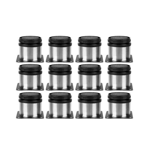 Jeu de 12 pieds de meubles réglables, diamètre 50 mm / hauteur 60 mm pieds de canapés en métal en acier inoxydable, pieds de tables basses pour meubles TV, postes de travail,.