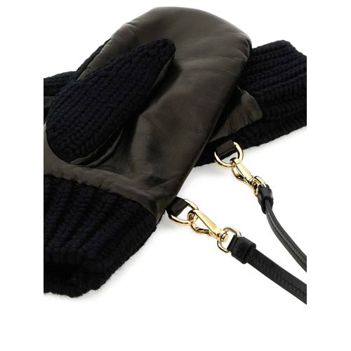 Prada Gants À Plaque Logo Triangulaire En Émail - Noir