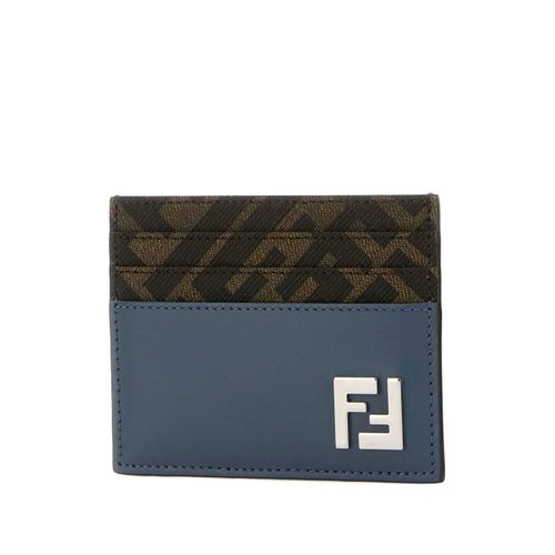 FENDI porte-cartes en cuir à motif FF - Bleu