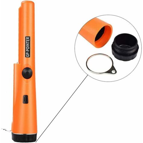 Détecteur de Métaux Portable, IP66 Etanche Pinpointer Détecteur de Métaux 360° Détection pour Enfants Adultes Haute Sensibilité avec Indicateur LED Intégré pour Chasse au Trésor (Orange)