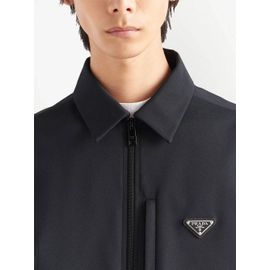 Prada Chemise Zippée À Plaque Logo - Noir