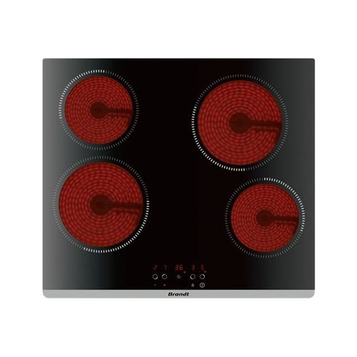 Brandt BPV6420B - Vitrocéramique - 4 plaques de cuisson - Niche - largeur : 56 cm - profondeur : 49 cm - noir - avec avant biseauté