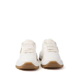 Prada Baskets En Cuir À Plaque Logo - Blanc