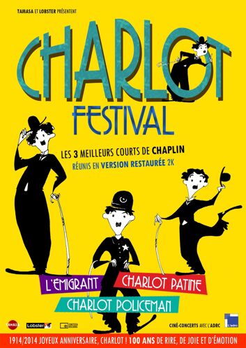 Charlot Festival - L'émigrant - Charlot Patine - Charlot Policeman De Charles Chaplin - Affichette Originale De Film Format 40 X 60 Cm