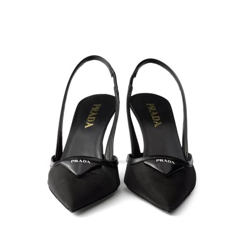 Prada Escarpins En Mesh À Bride Arrière 75 Mm - Noir