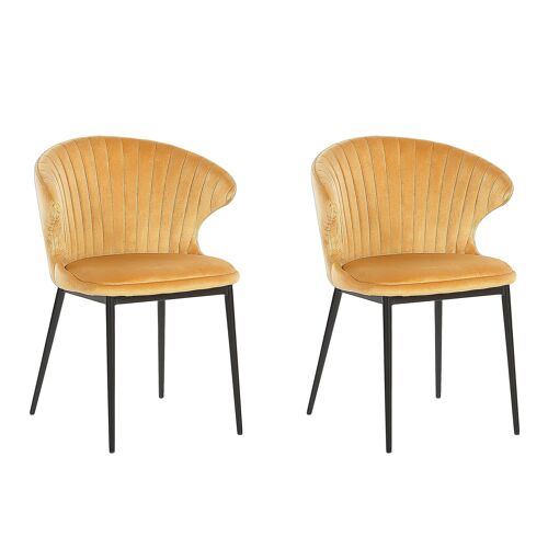 Chaise de salle à manger Set de 2 Velours Moutarde AUGUSTA