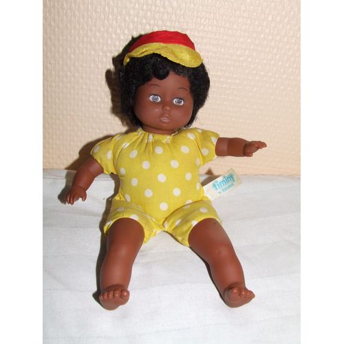 Poupée Timiny Doudou Berchet Jaune Pois Blanc Brune 22 Cm